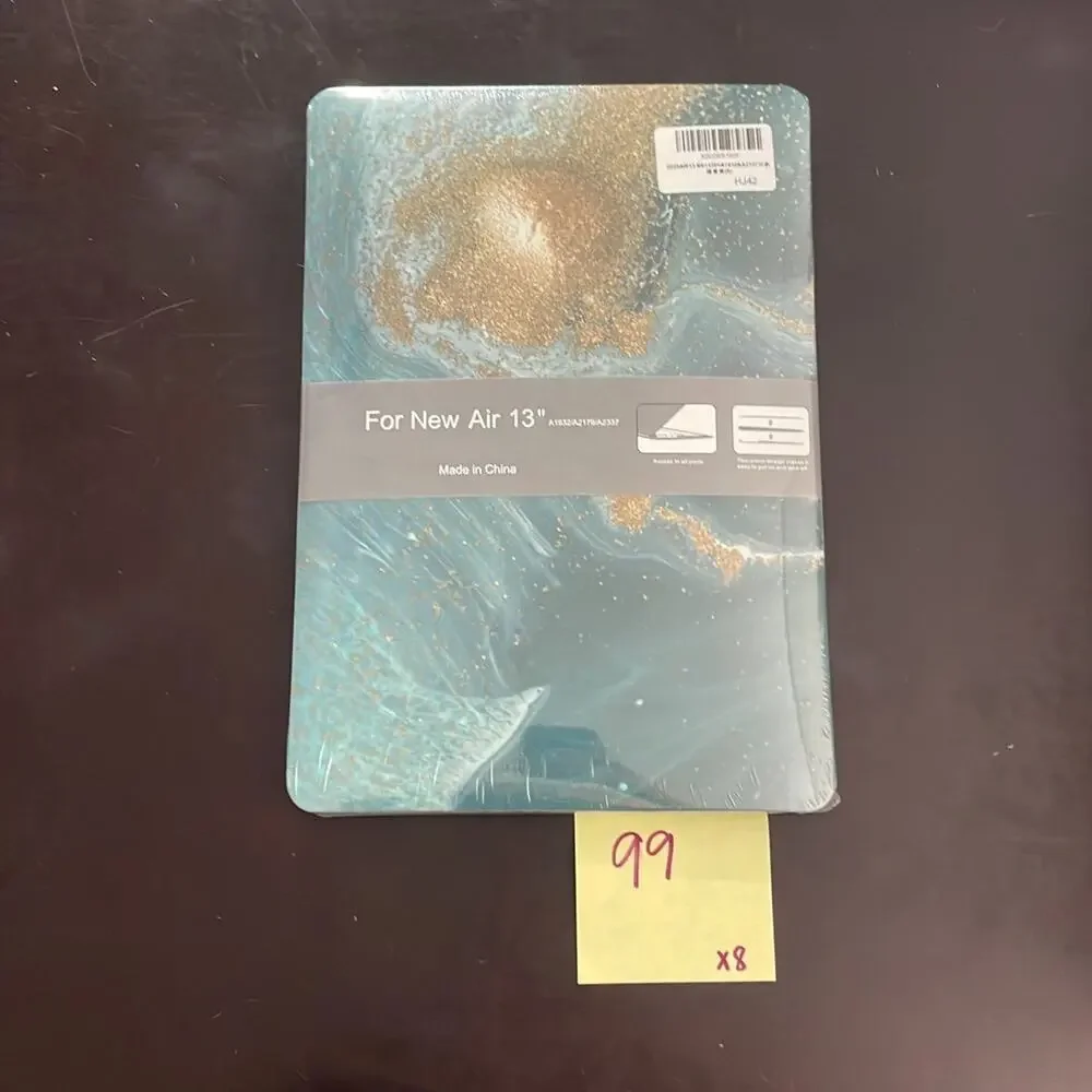 MacBook New Air 13” blue water/gold design shell case